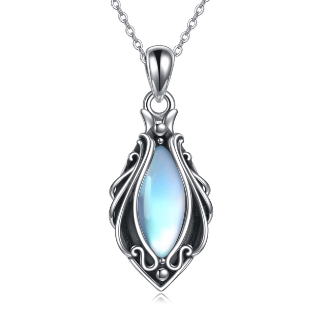 Sterling Silver Moonstone Drop Shape Pendant Necklace-1