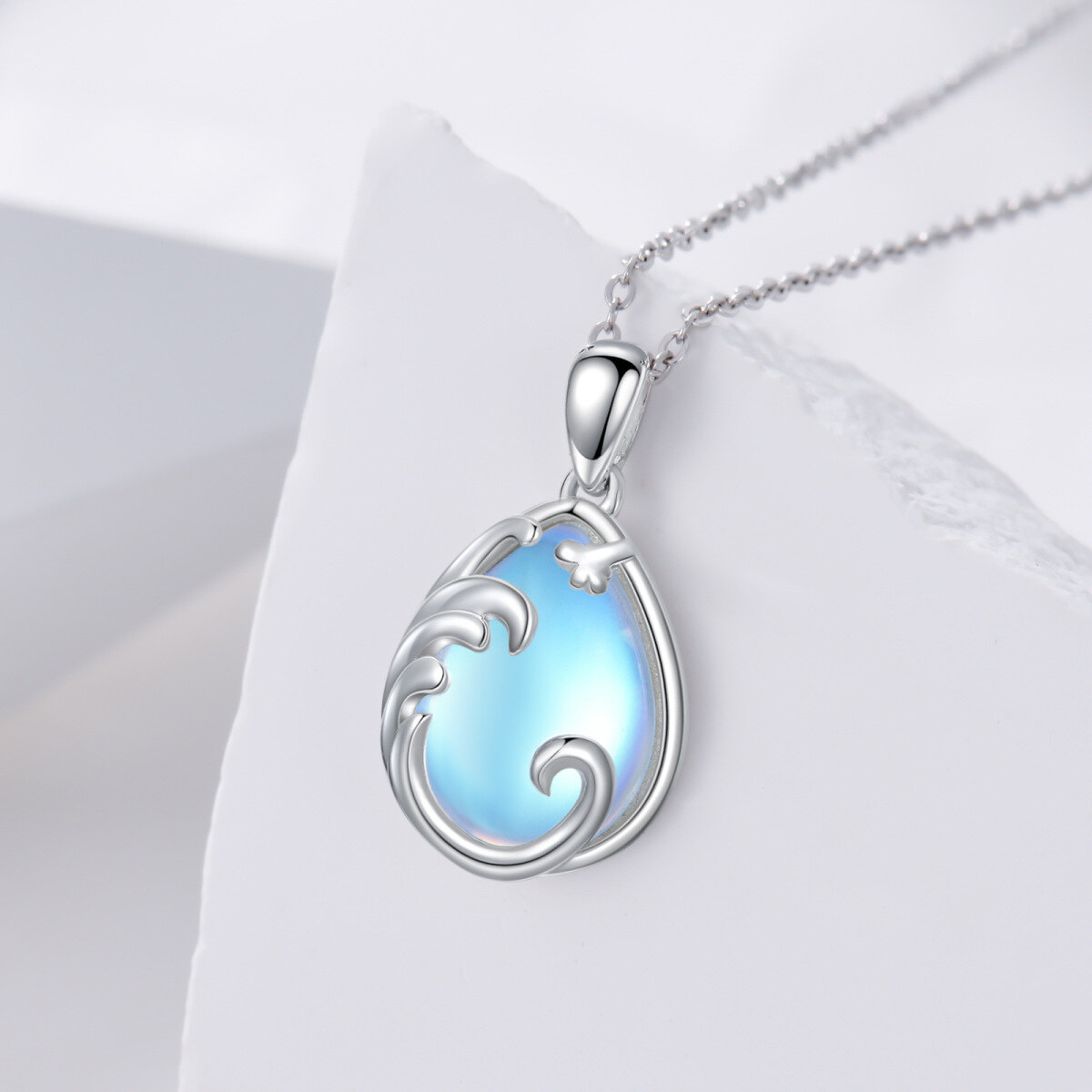 Collier en argent sterling avec pendentif en forme de goutte en pierre de lune-3