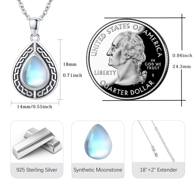 Sterling Silver Moonstone Drop Shape Urn Necklace for Ashes-5