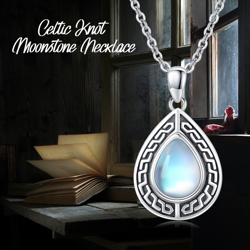 قلادة من الفضة الإسترلينية على شكل قطرة من حجر القمر لحفظ الرماد-6