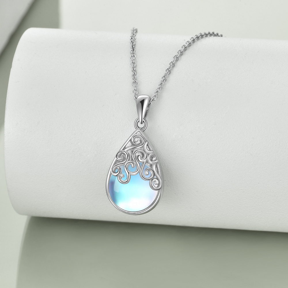 Sterling Silver Moonstone Filigree Celtic Knot Urn Necklace for Ashes-4