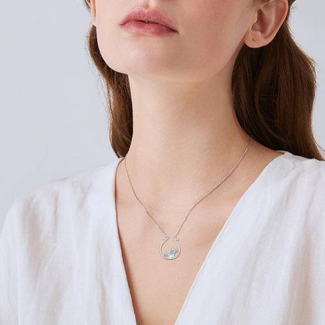 Collar de plata de ley con piedra de luna y estrella de cinco puntas-2