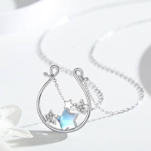 Collier en argent sterling avec pendentif étoile à cinq branches en pierre de lune-3