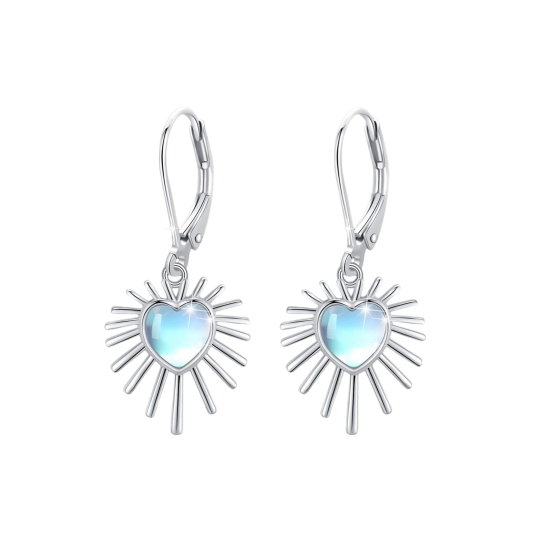 Sterling Silver Moonstone Heart Drop Earrings