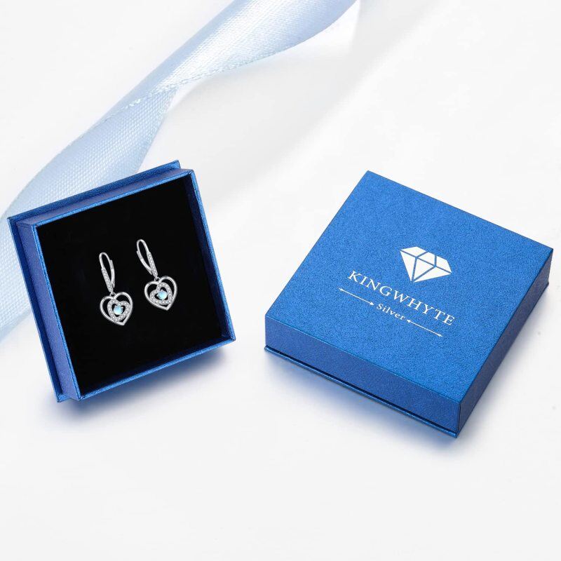 Sterling Silver Moonstone Heart Drop Earrings-7