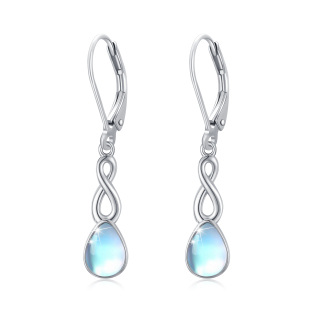 Sterling Silver Moonstone Infinity Symbol Lever-back Earrings-39