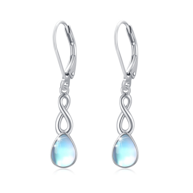 Sterling Silver Moonstone Infinity Symbol Lever-back Earrings