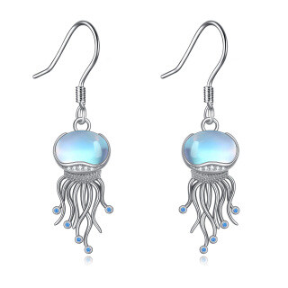 Sterling Silver Moonstone Jellyfish Drop Earrings-7