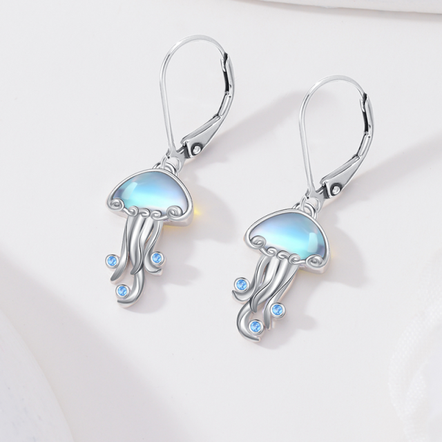 Boucles d'oreilles à levier en argent Sterling Moonstone Jellyfish-3