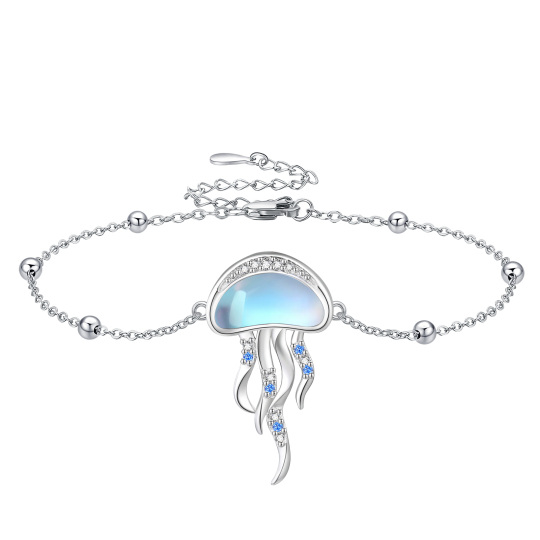 Sterling Silver Moonstone Jellyfish Pendant Bracelet-1