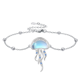 Sterling Silver Moonstone Jellyfish Charm Bracelet-3