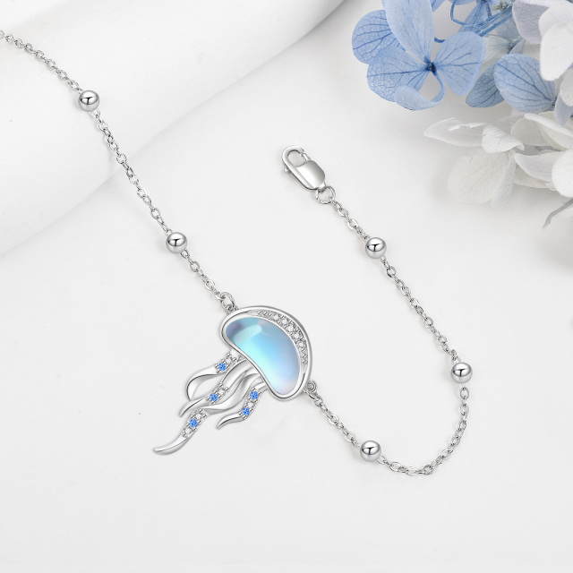 Sterling Silver Moonstone Jellyfish Pendant Bracelet-3