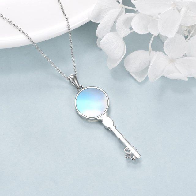 Collana con ciondolo a forma di chiave e teschio in argento sterling-4