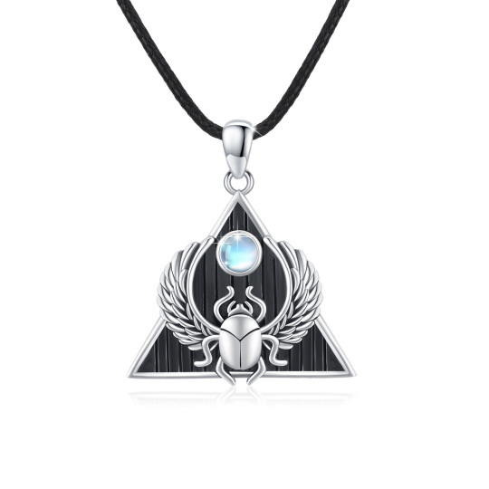 Collier en argent sterling avec pendentif coccinelle en pierre de lune