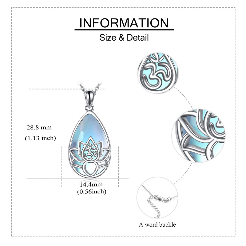 Collana da donna con pendente a goccia di loto in pietra di luna in argento sterling-5