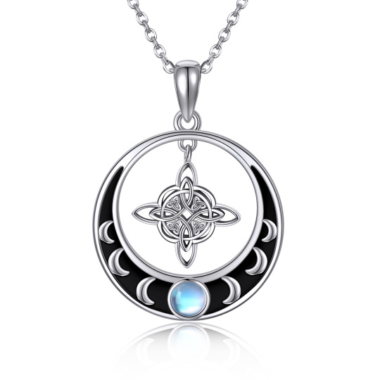 Sterling Silver Moonstone Moon Pendant Necklace