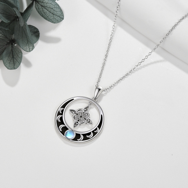 Collana con ciondolo a forma di luna in argento sterling e pietra di luna-3