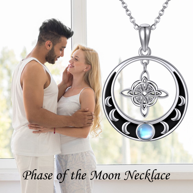 Collier pendentif lune en argent sterling avec pierre de lune-6