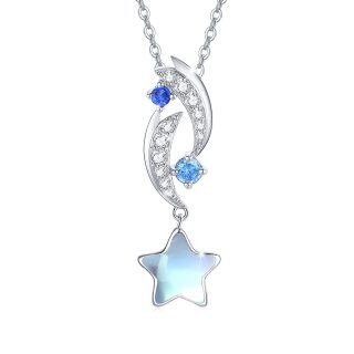 Sterling Silver Moonstone Moon Pendant Necklace-32