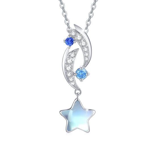 Sterling Silver Moonstone Moon Pendant Necklace