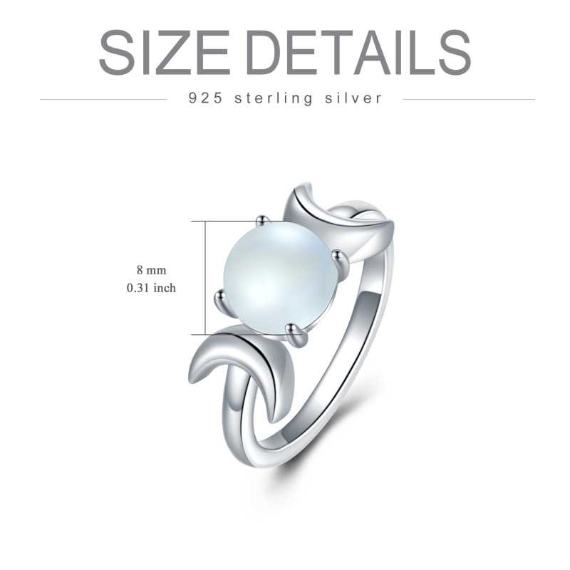 Sterling Silver Moonstone Moon Ring-5