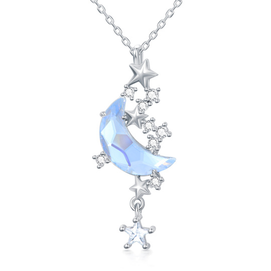 Collana con ciondolo in pietra lunare e stella in argento sterling