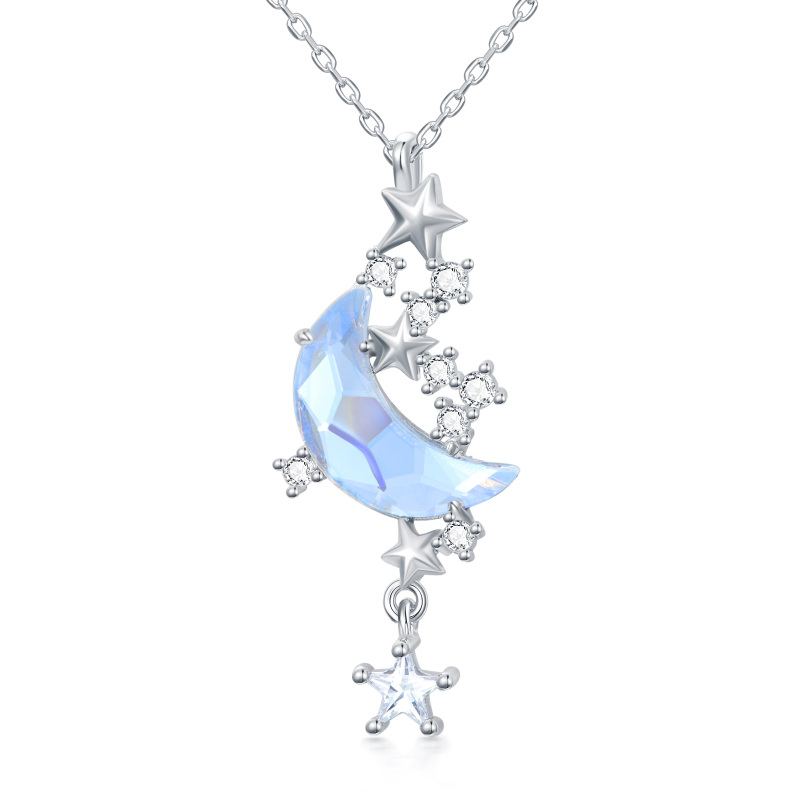 Collana con ciondolo in pietra lunare e stella in argento sterling-18