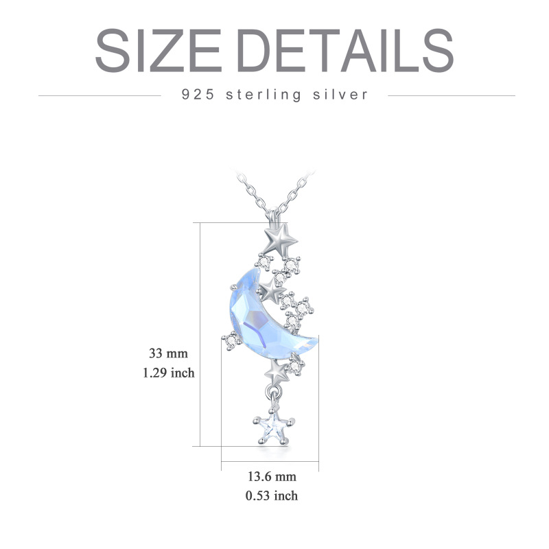 Colar com pingente de estrela da lua em prata esterlina S925 banhado a ouro branco 18K Moonstone-5