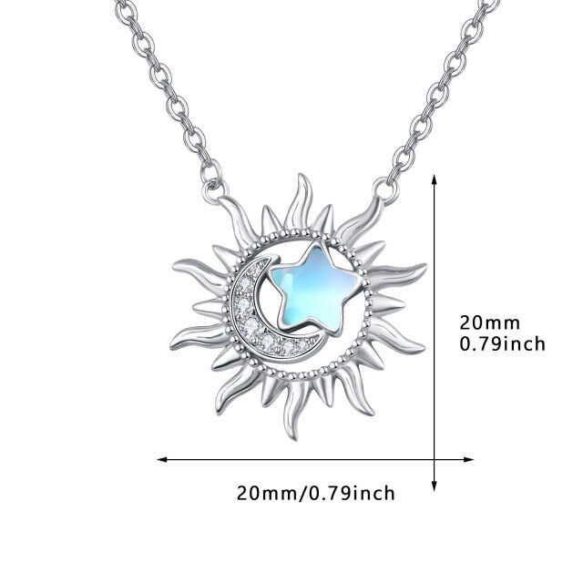 Sterling Silver Moonstone Moon & Sun Pendant Necklace-4