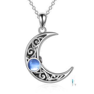 Sterling Silver Moonstone Moon Urn Necklace for Ashes-56