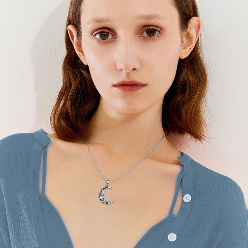 قلادة من الفضة الإسترلينية على شكل جرة قمرية من حجر القمر لحفظ الرماد-2