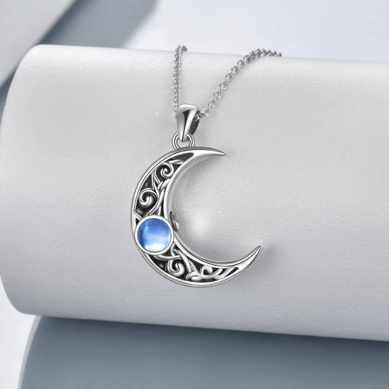 Sterling Silver Moonstone Moon Urn Necklace for Ashes-3