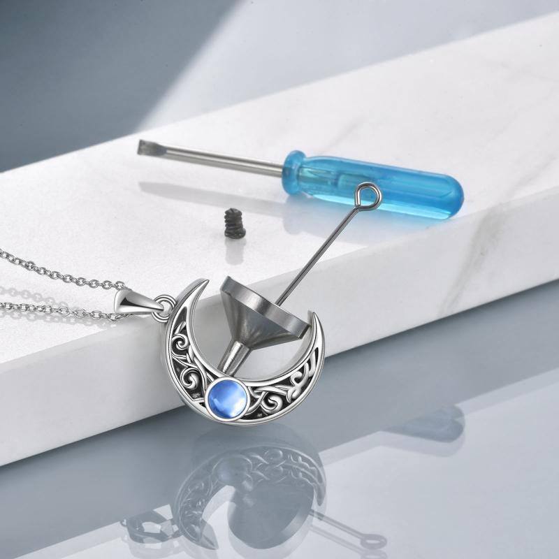 قلادة من الفضة الإسترلينية على شكل جرة قمرية من حجر القمر لحفظ الرماد-4