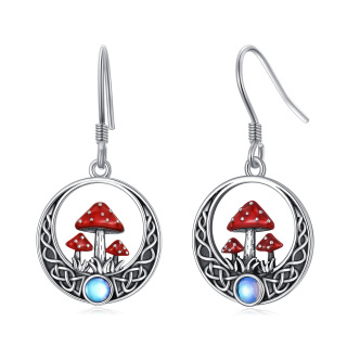 Sterling Silver Moonstone Mushroom & Celtic Knot Drop Earrings-2