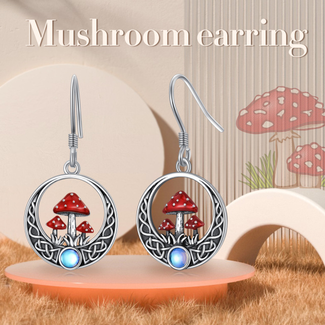 Pendants d'oreilles en argent Sterling Moonstone Mushroom & Celtic Knot-5