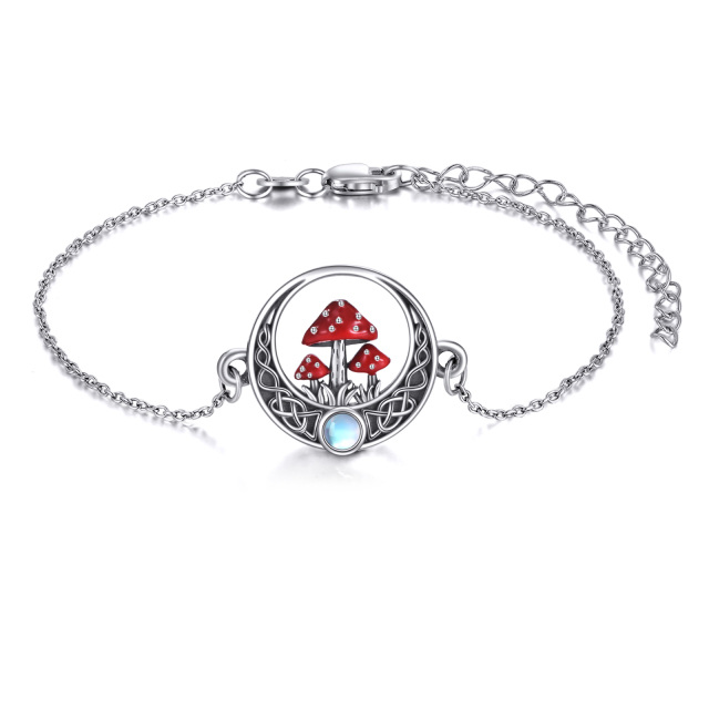 Pulseira de cogumelo mágico prata esterlina cogumelo moonstone joias presentes para mulheres