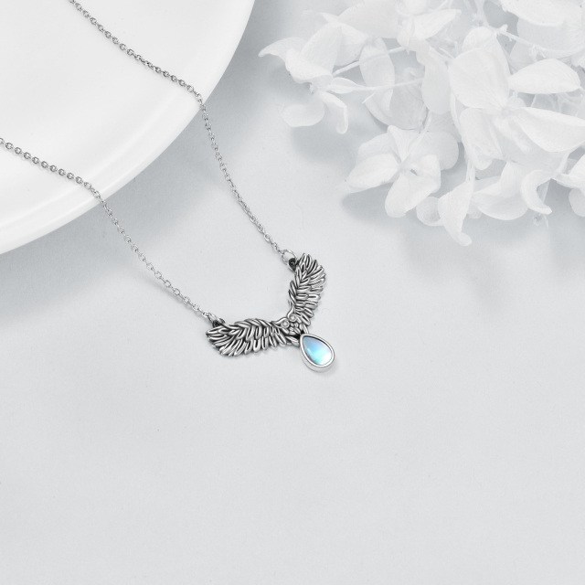 Collier en argent sterling avec pendentif hibou en pierre de lune-4