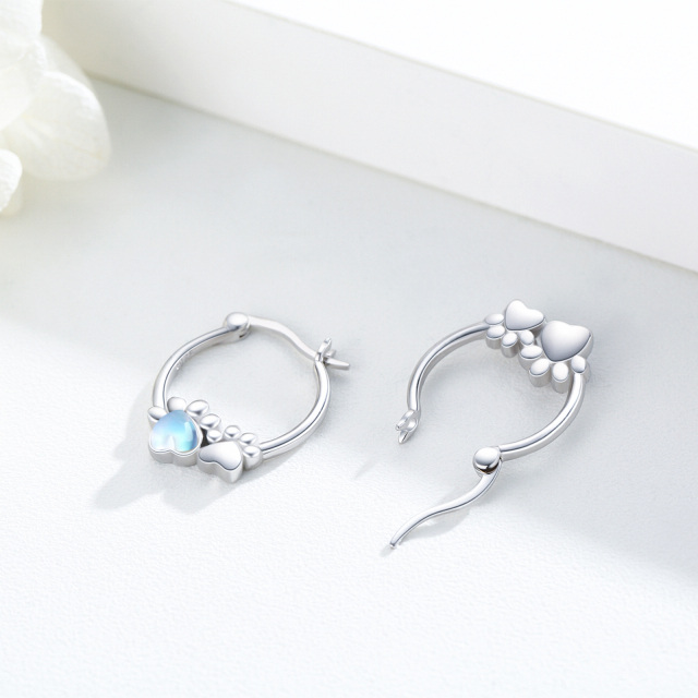 Boucles d'oreilles en argent Sterling Moonstone Paw-4