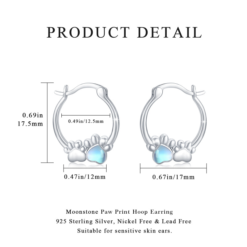 Brincos de prata esterlina com pata em pedra da lua-6