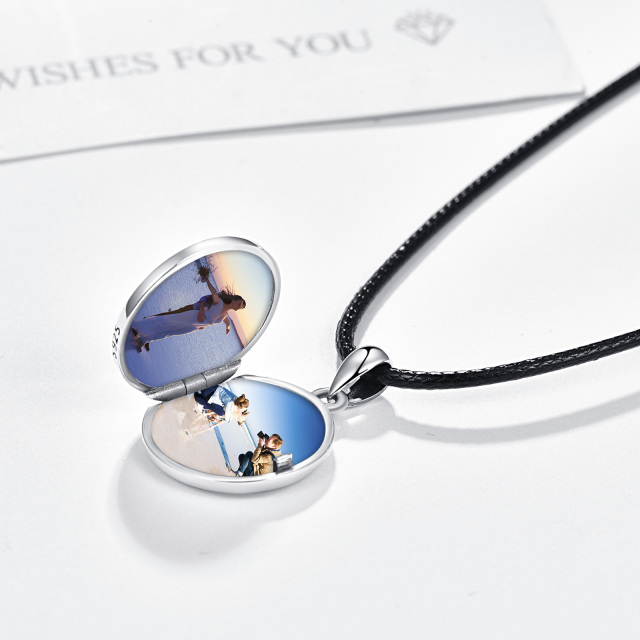 Collana con medaglione in argento 925 con pietra di luna e foto personalizzata-4