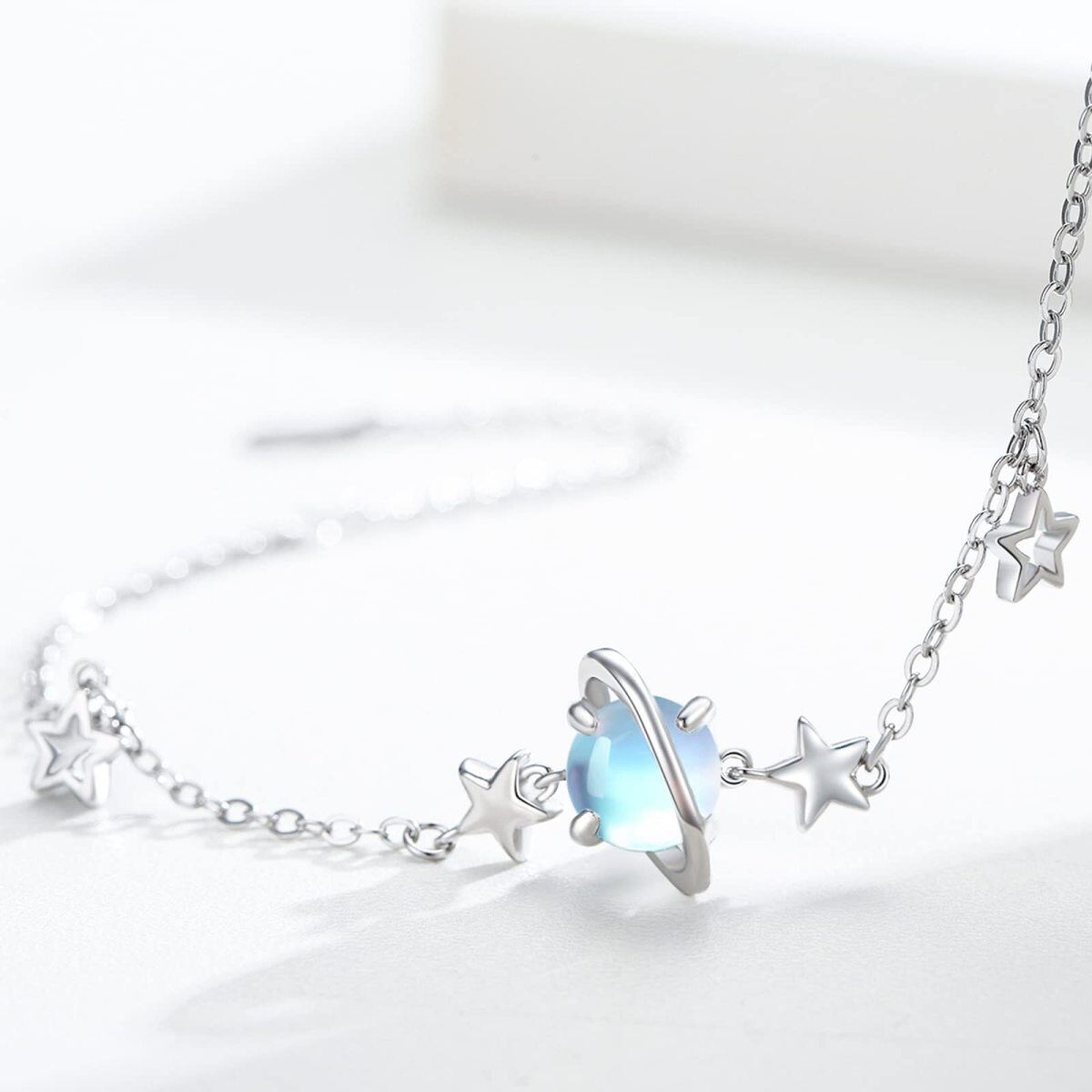 Bracelet en argent sterling avec pendentif planète en pierre de lune-4