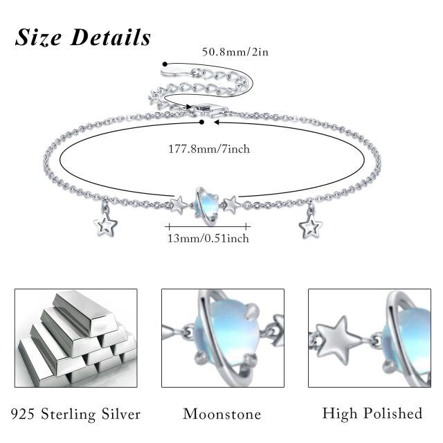 Sterling Silber Mondstein Planet Anhänger Armband-5