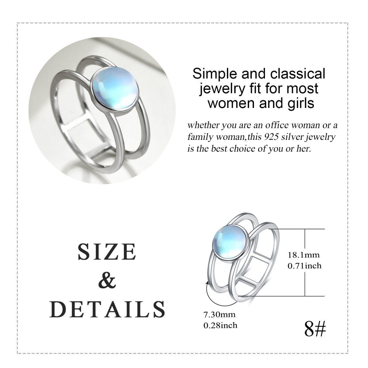 Sterling Silver Moonstone Ring-4