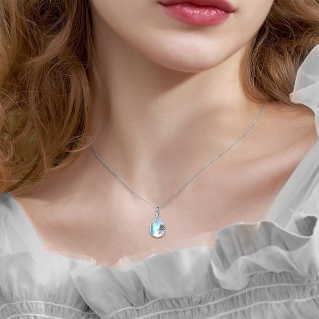 Collier d'urne pour cendres en argent sterling en forme de rose et de goutte avec mot grav-2