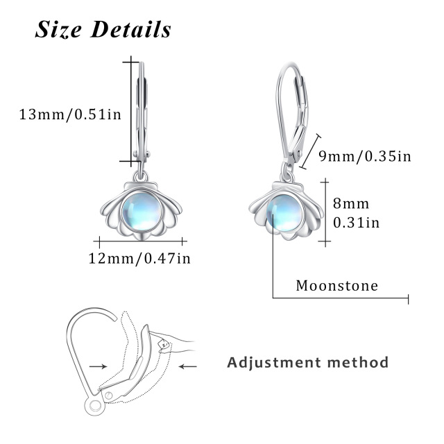 Sterling Silber Mondstein Muschel Tropfen Ohrringe-4