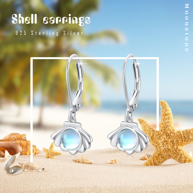 Boucles d'oreilles pendantes en argent Sterling Moonstone Shell-5