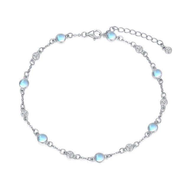 Sterling Silver Moonstone Single Layer Anklet-1