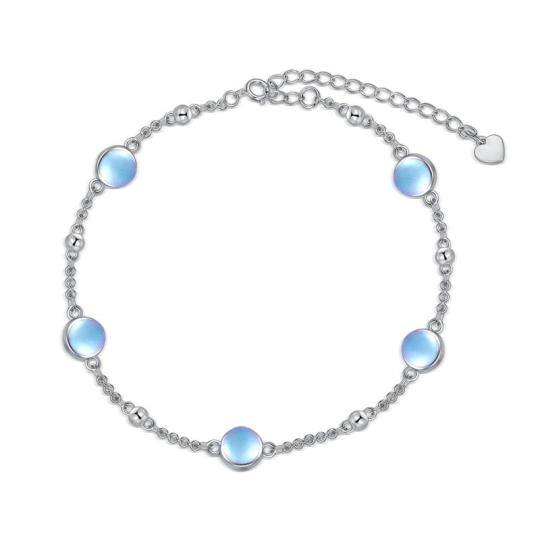 Sterling Silver Moonstone Single Layer Anklet