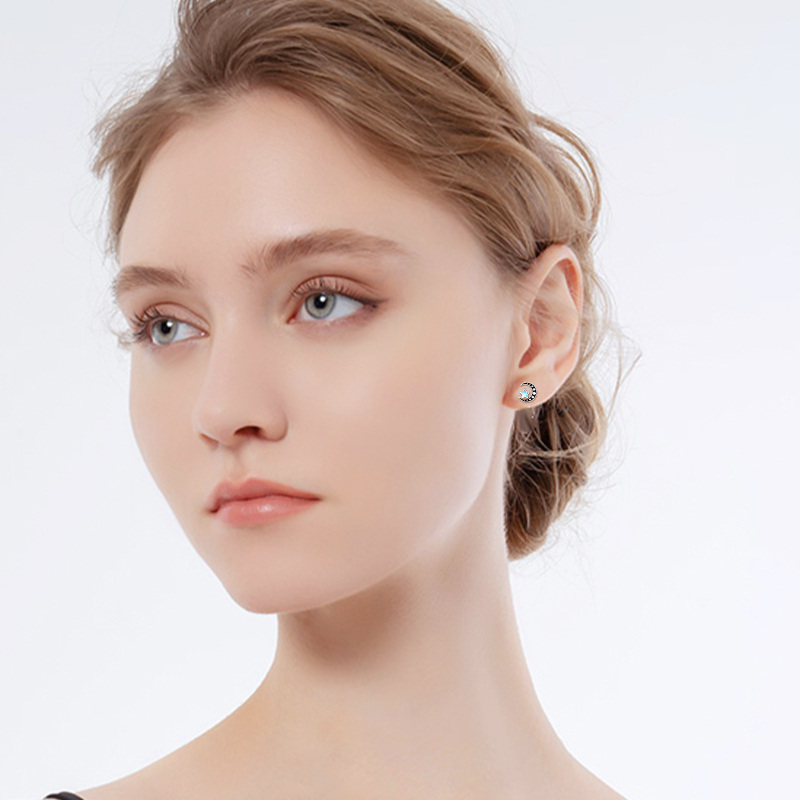 Sterling zilveren maansteen maan & ster oorknopjes voor dames-3