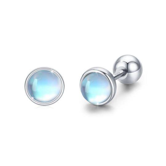 Sterling Silver Moonstone Stud Earrings